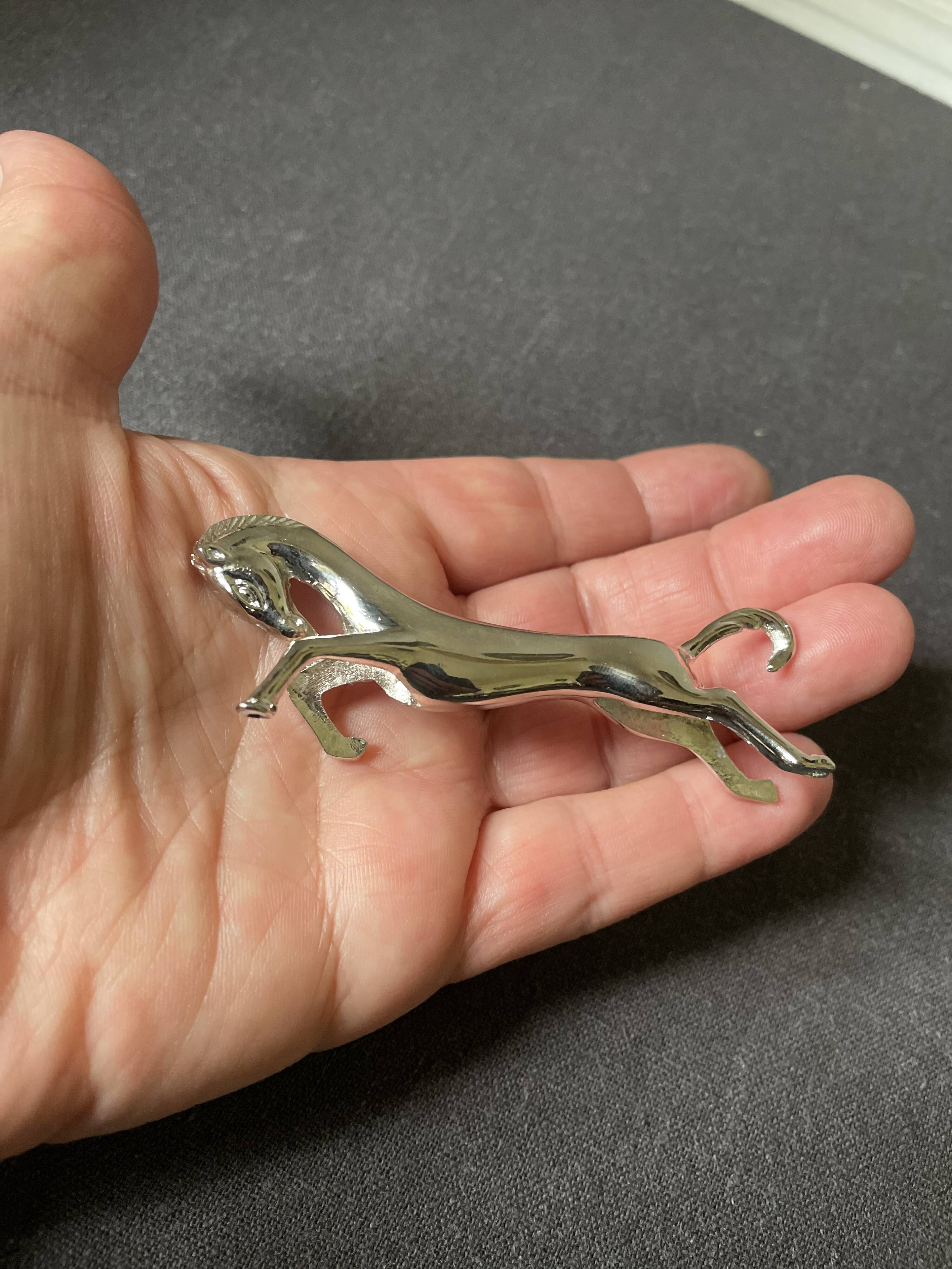 Vintage silver metal horse knife holder