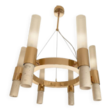 Contemporary Gold Ring Chandelier With Gradient White and Carrara Marble Glasses by Simoeng