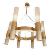Contemporary Gold Ring Chandelier With Gradient White and Carrara Marble Glasses by Simoeng
