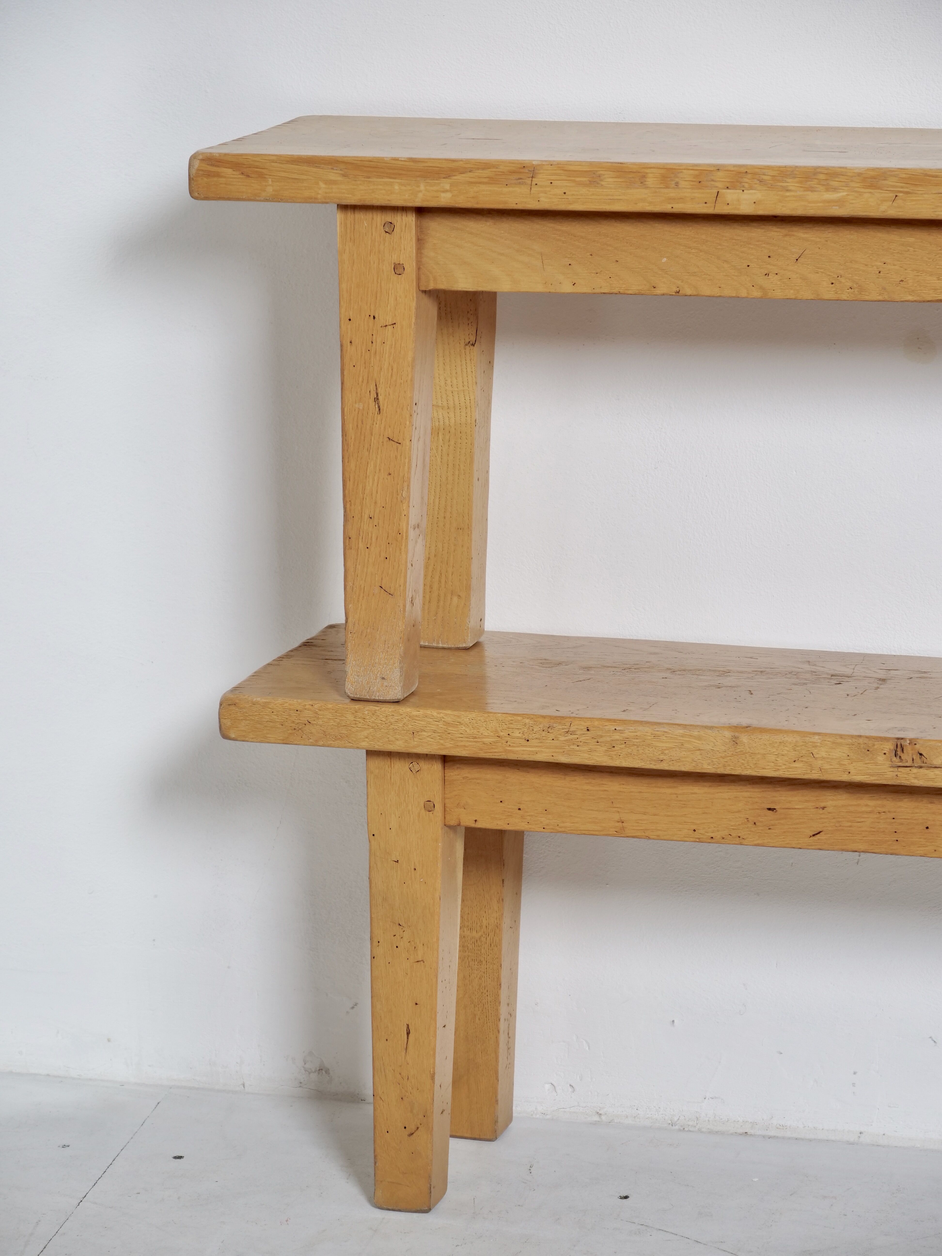 Pair of light oak benches