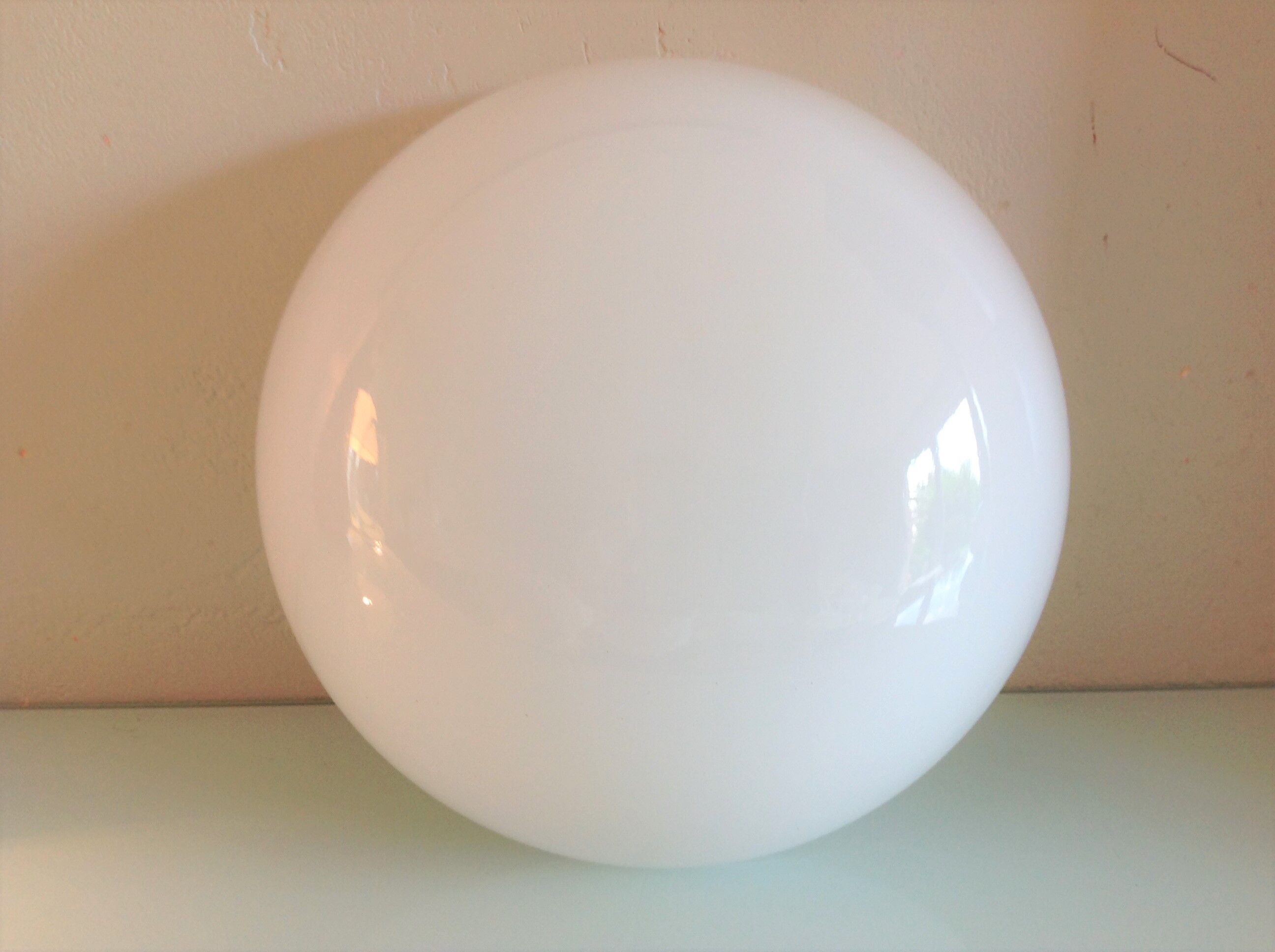 Half moon ceiling lamp in vintage white opaline 60s-70s
