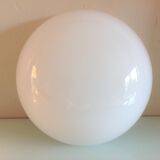 Half moon ceiling lamp in vintage white opaline 60s-70s