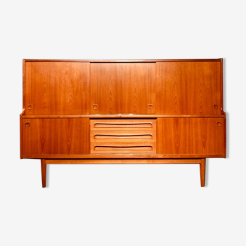 Mid century teak tall sideboard by danish furniture makers