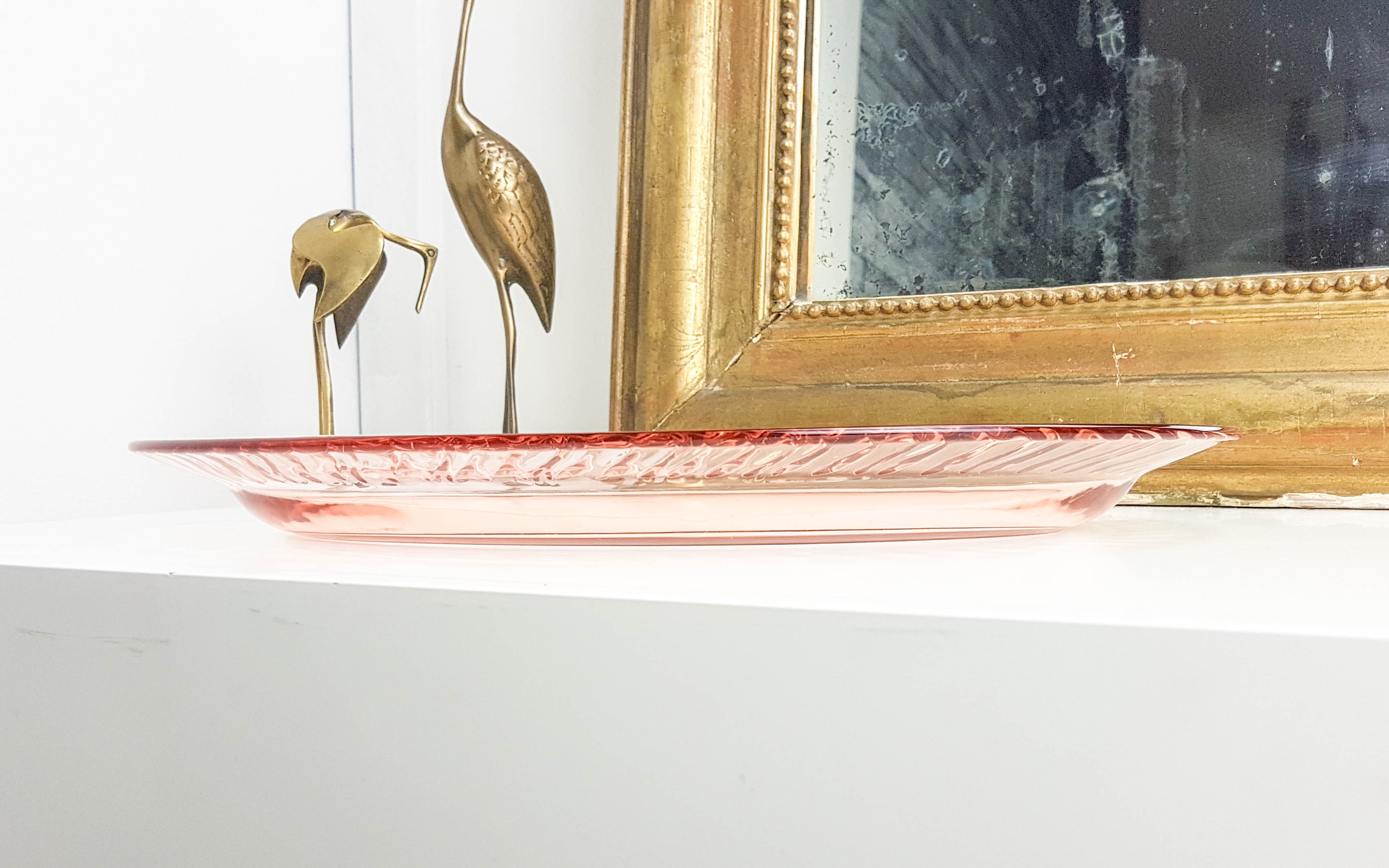 Oval dish in pink depression glass "Rosaline" Arcoroc by Luminarc