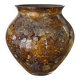 Vintage round vase Laque Line by Jean-Noël Bouillet Marbled golden tones