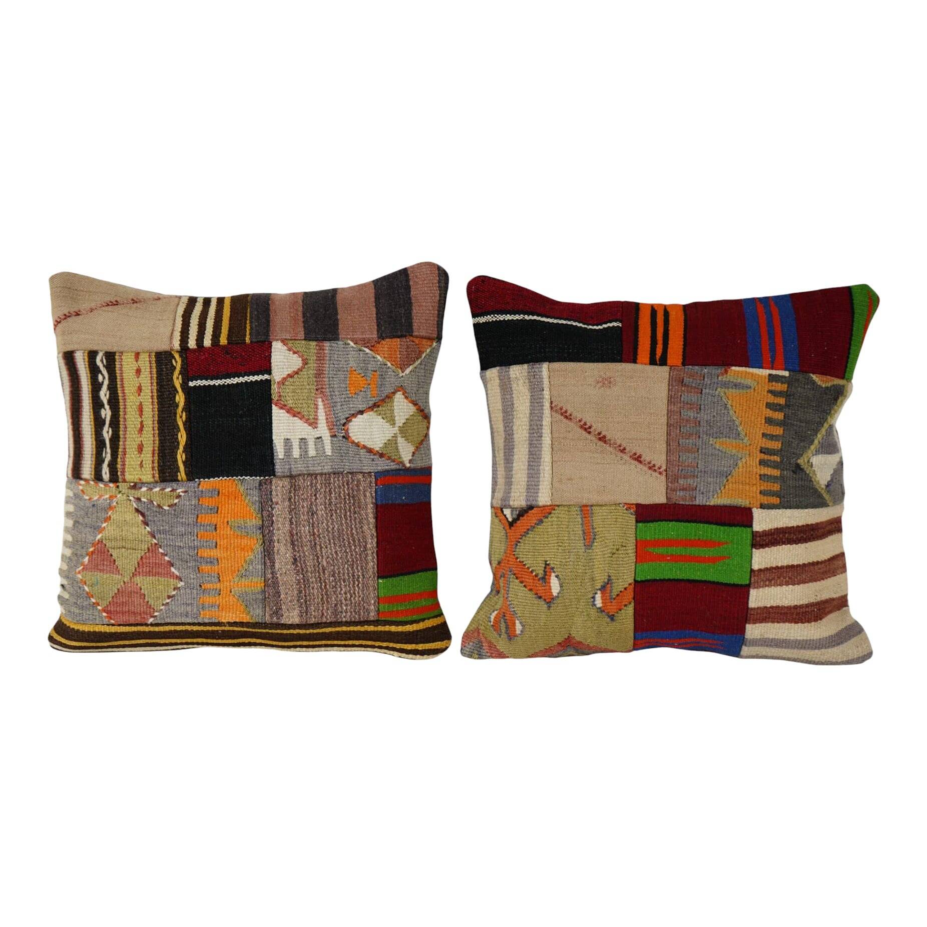 Set of 2 vintage kilim cushion covers 51x51 cm