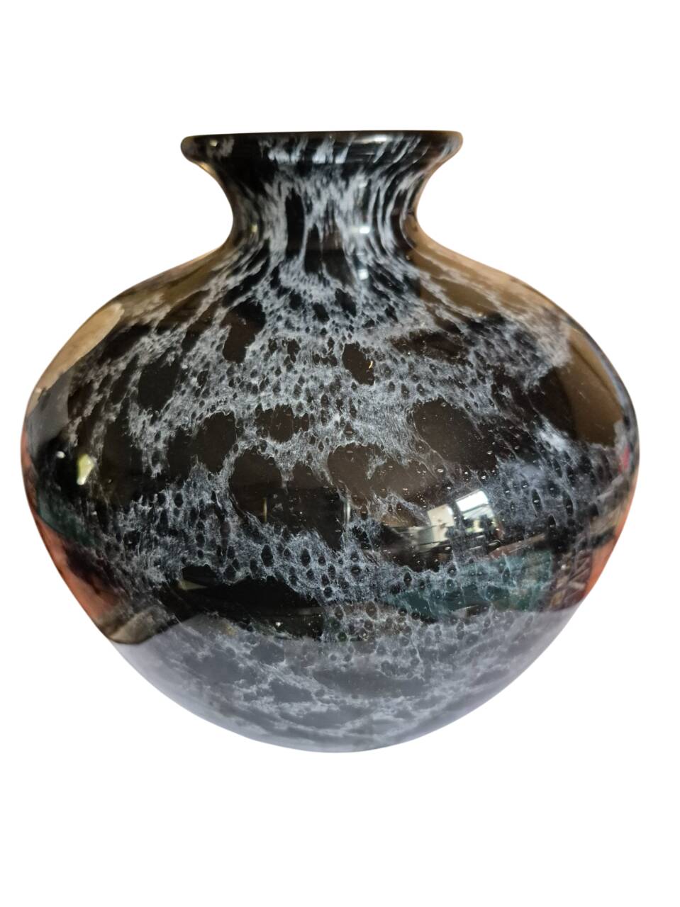 La Rochére marbled black and white ball vase, 20th century