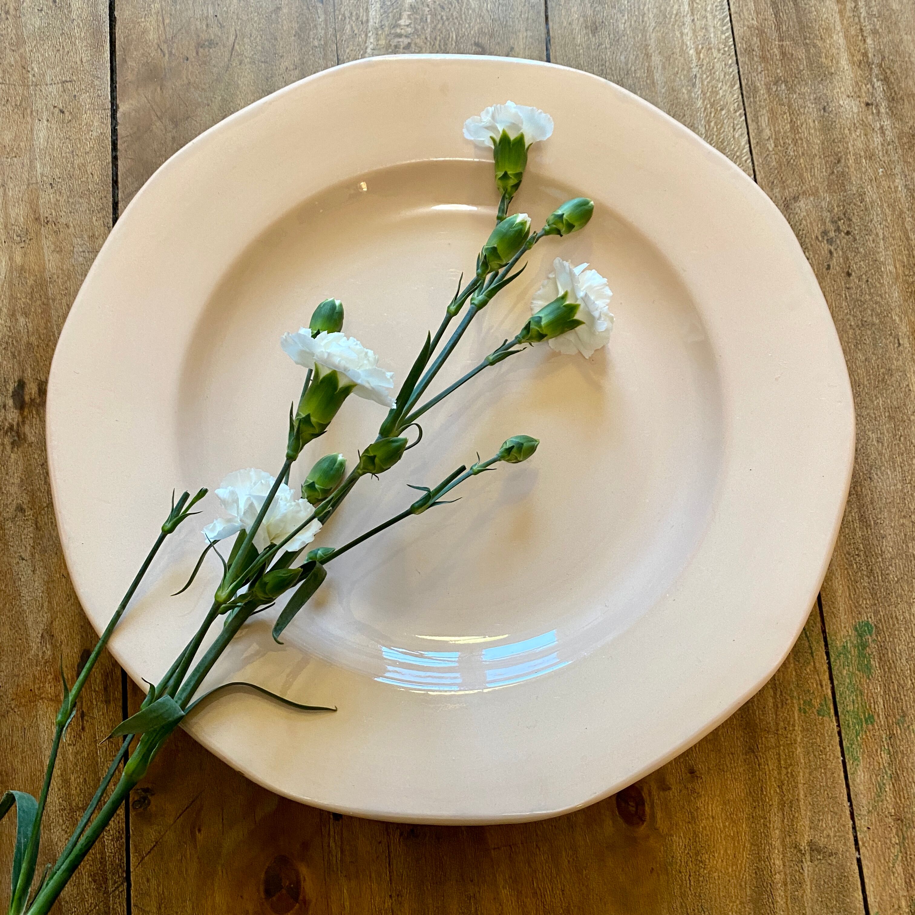 Pink vintage round dish from the digoin manufacture