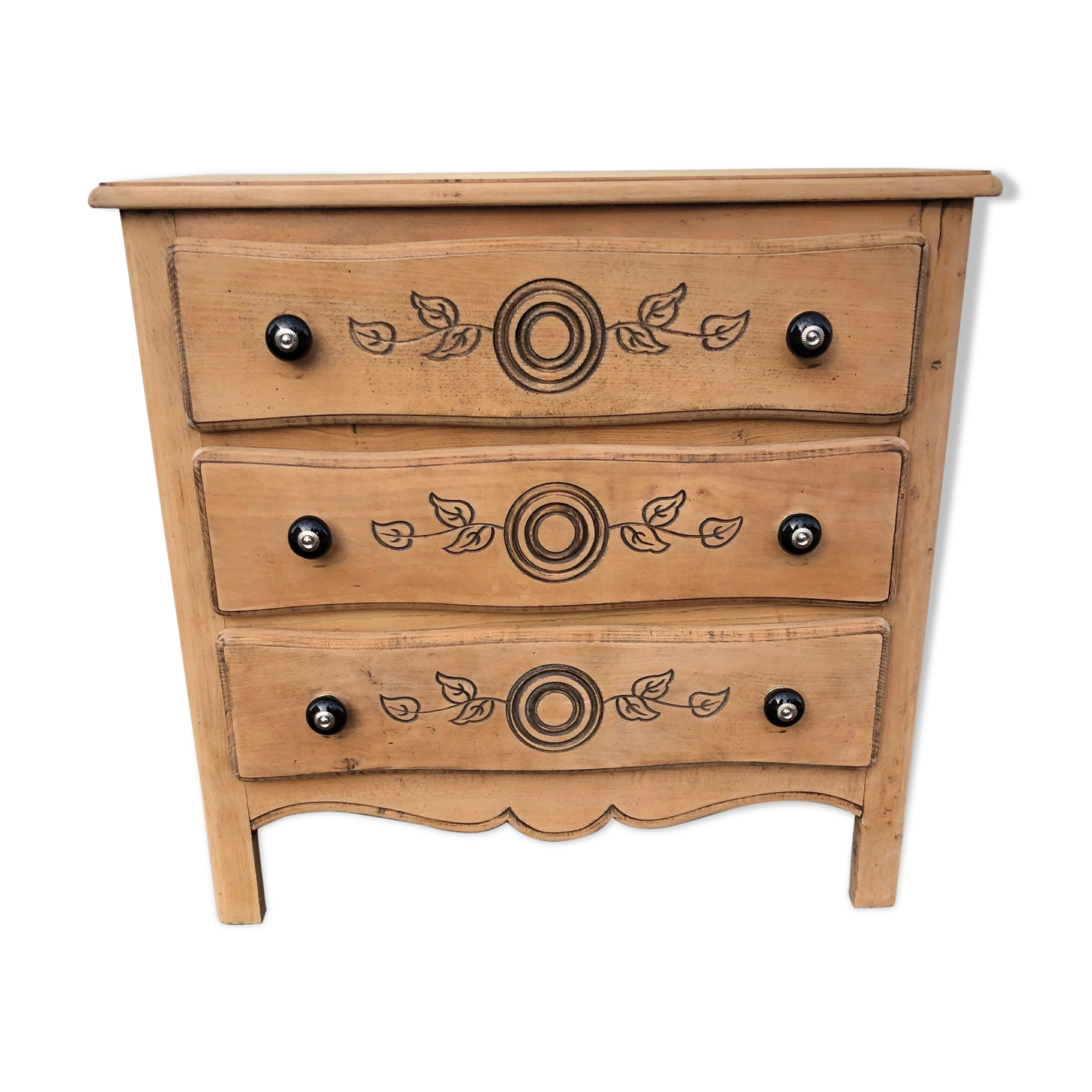 Commode 3 tiroirs vintage bois brut