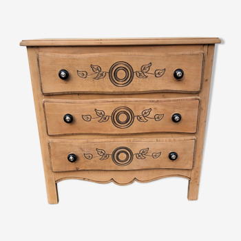 Commode 3 tiroirs vintage bois brut