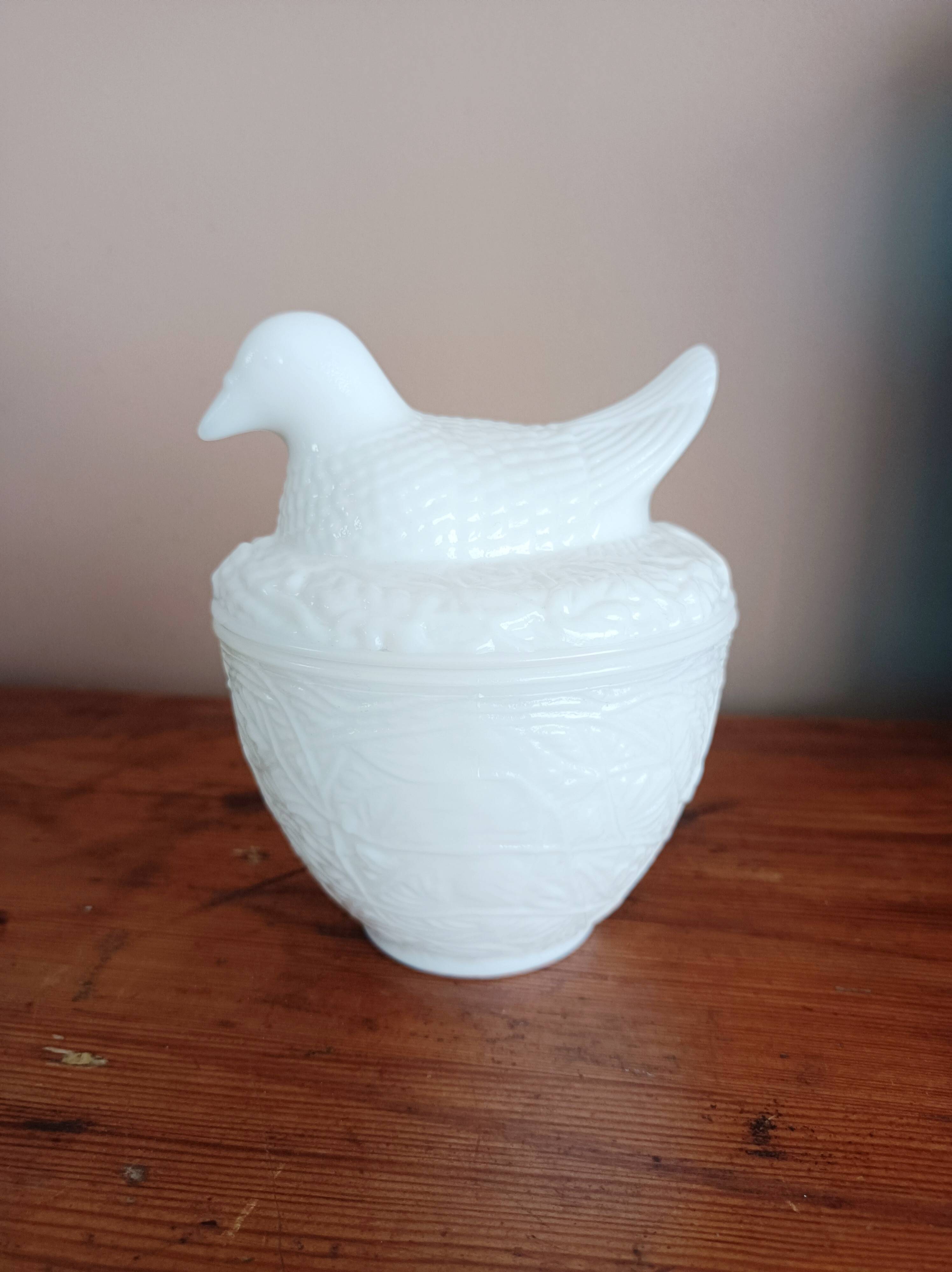 Avon opaline pot, bird decor