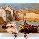 Painting oil HST signed Pierre L Marie Marine View of a South Port of the France 1900