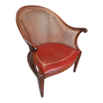 Fauteuil de bureau hollandais xviiie siècle assise en cuir