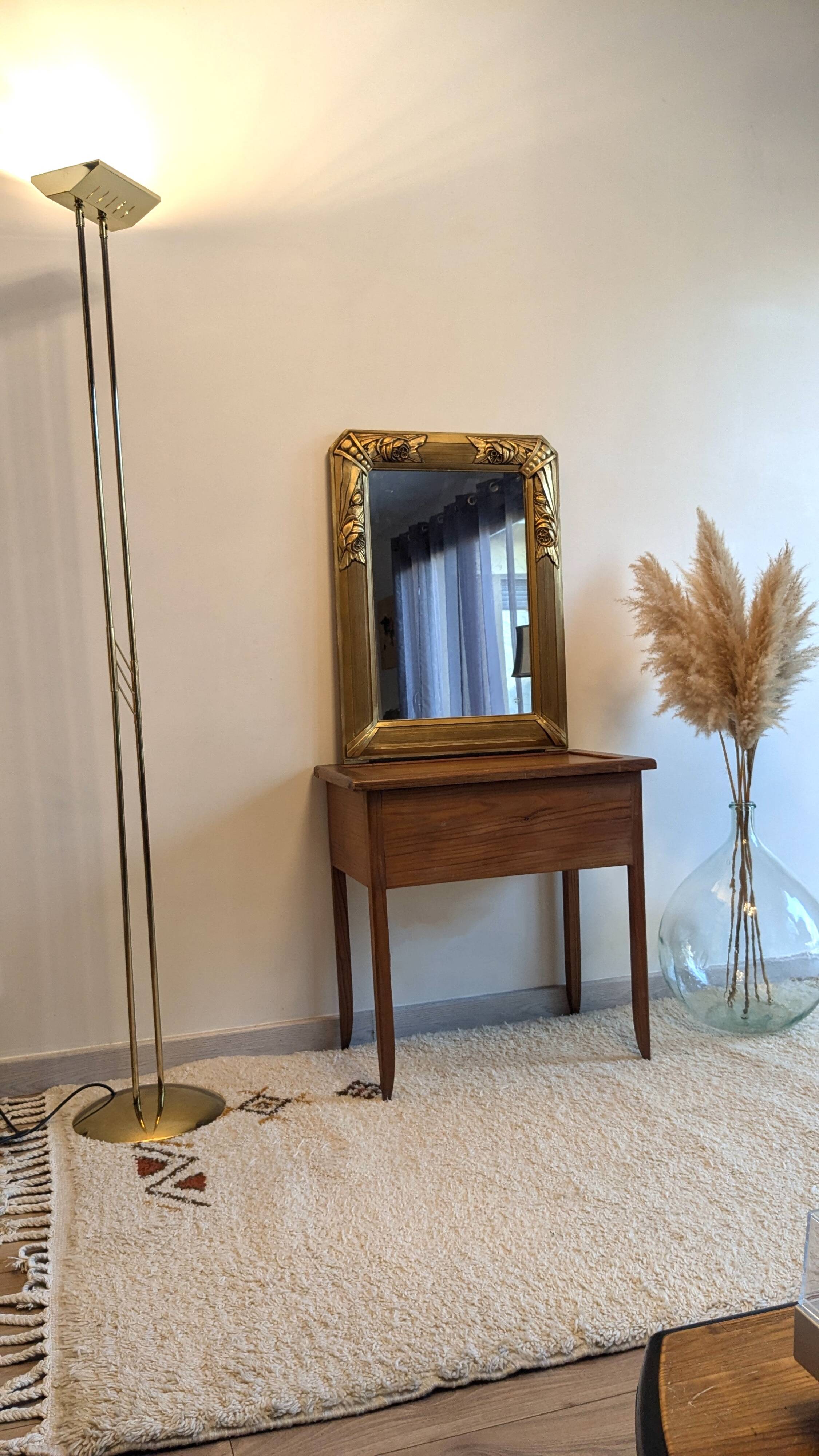 Gold Art Deco Mirror 74 X 55 cm