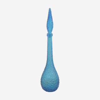 Carafe empolie bleue turquoise de 56 centimètres avec bouchon & relief
