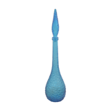 Turquoise blue decanter of 56 centimeters with cap & relief