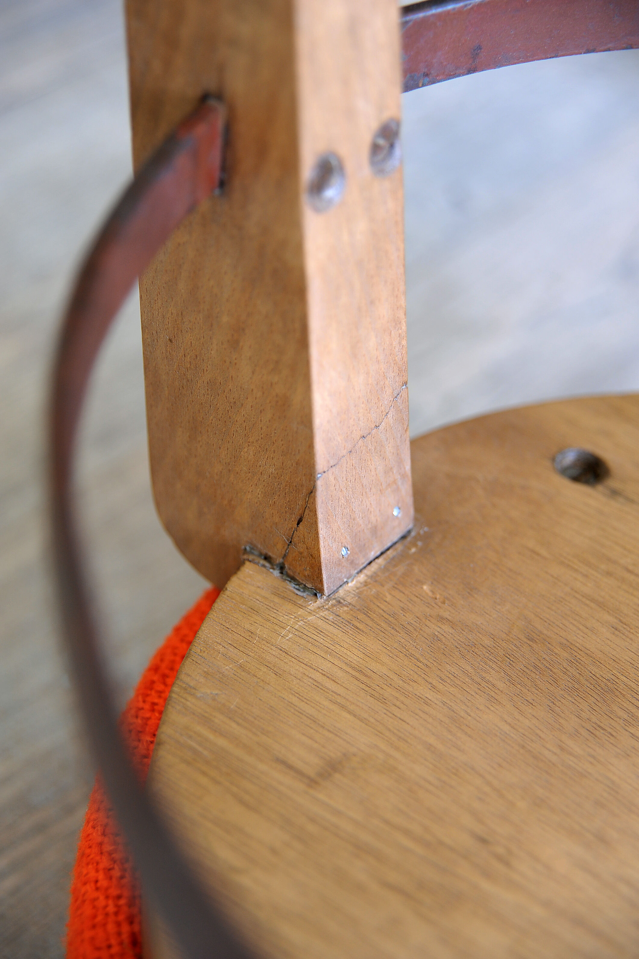 Stool in solid oak circa 1950