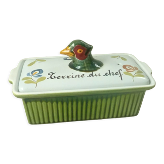 EARTHENWARE TERRINE OF DESVRES GABRIEL FOURMAINTREAU DECOR CHAUMIERE