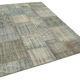 Handwoven oriental overdyed 176 cm x 241 cm grey patchwork carpet