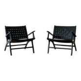 Deux fauteuils design cuir noir numérotés – Olivier De Schrijver