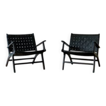 Deux fauteuils design cuir noir numérotés – Olivier De Schrijver