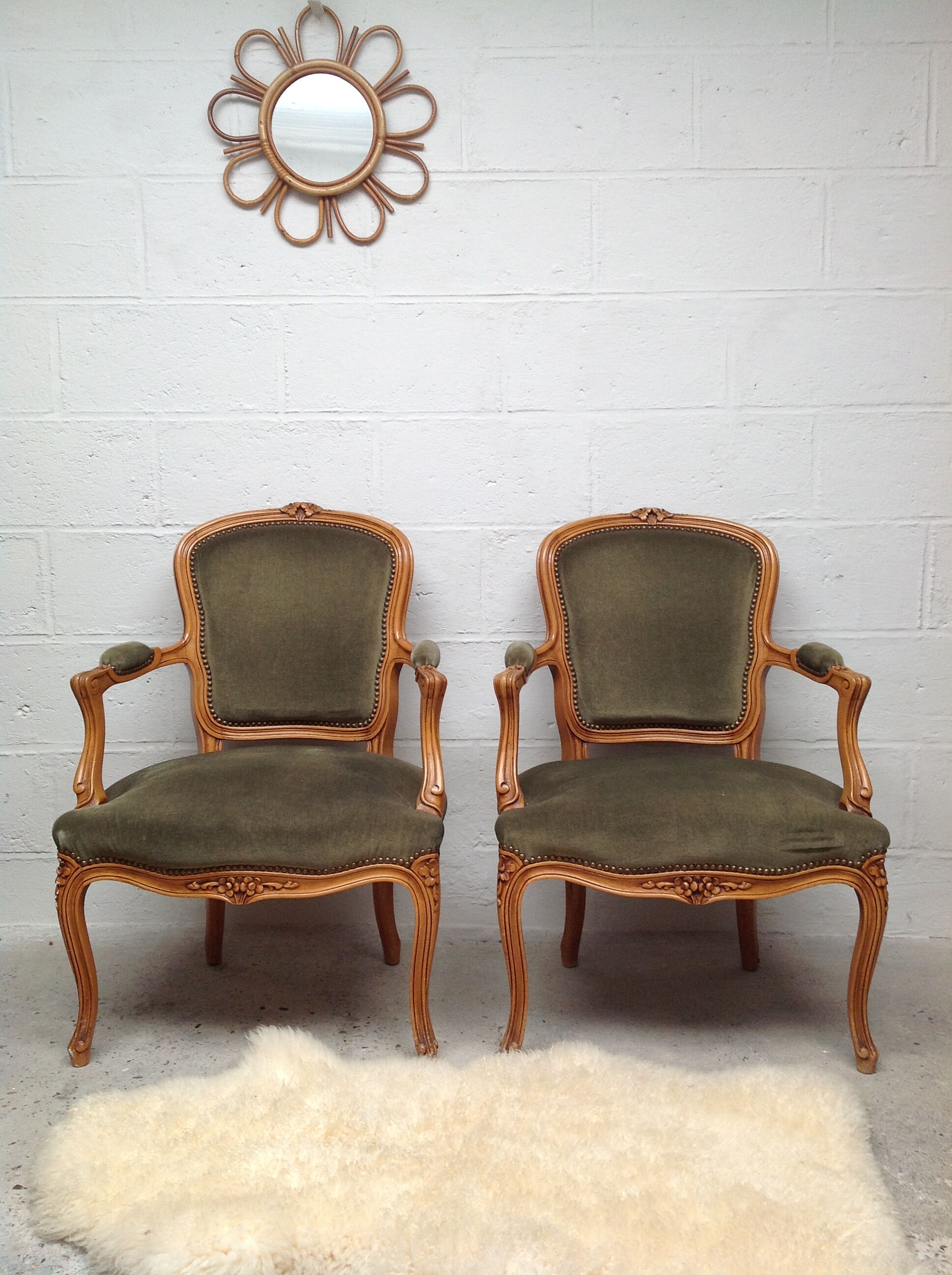Pair of Louis XV convertible armchairs