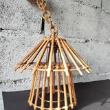 Vintage rattan pendant – France, 1970s – in the style of Louis