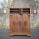 Bookcase carved wood 3 old doors, bookcase window beveled
