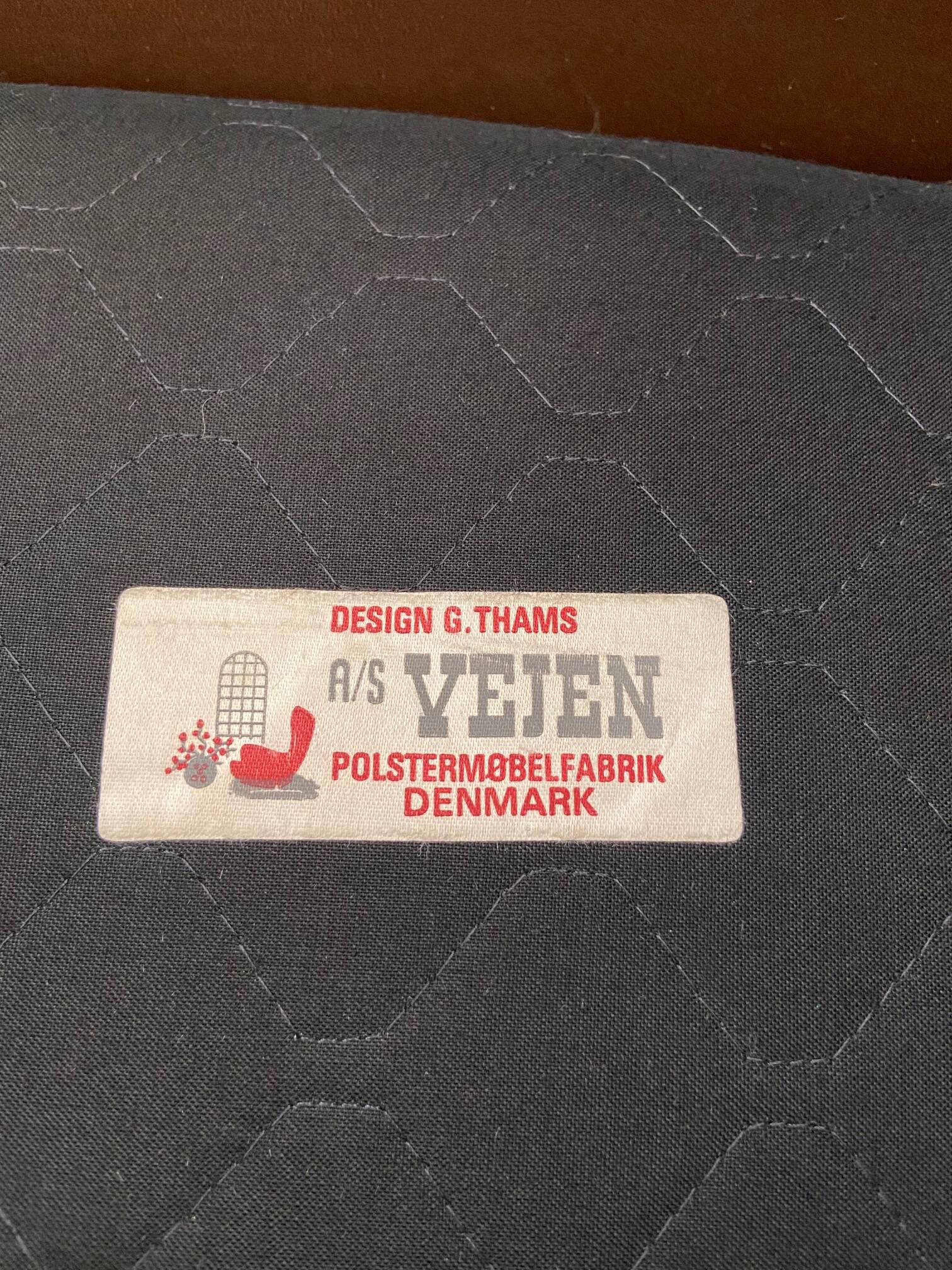 Canapé 2 places g. thams vintage rétro danois du milieu du siècle en cuir de coco des années 60