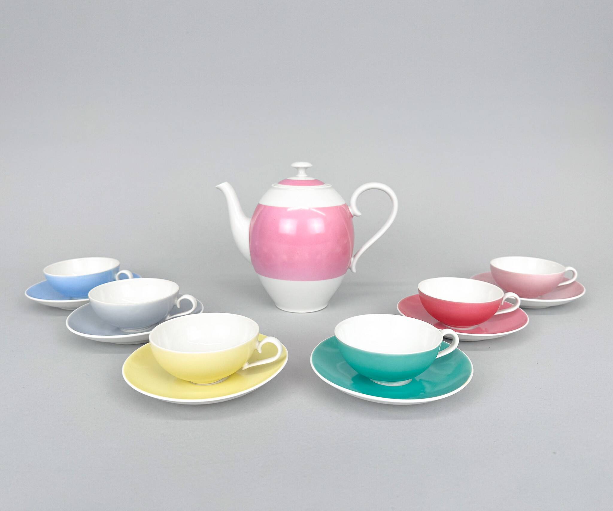 Service à café ou à thé en porcelaine moser, rare, tchécoslovaquie, années 1950, marqué