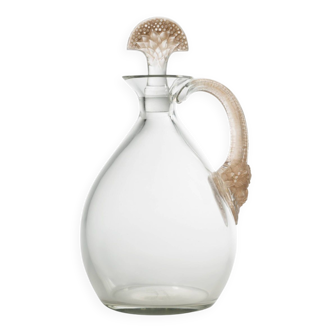 1923 René Lalique - “Satyre” Carafe White Glass with Sepia Patina For Cusenier:
