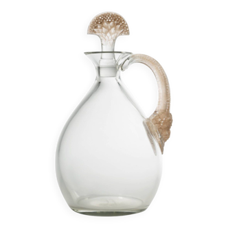 Carafe « Satyre » Verre Blanc Patiné Sépia Pour Cusenier 1923 René Lalique