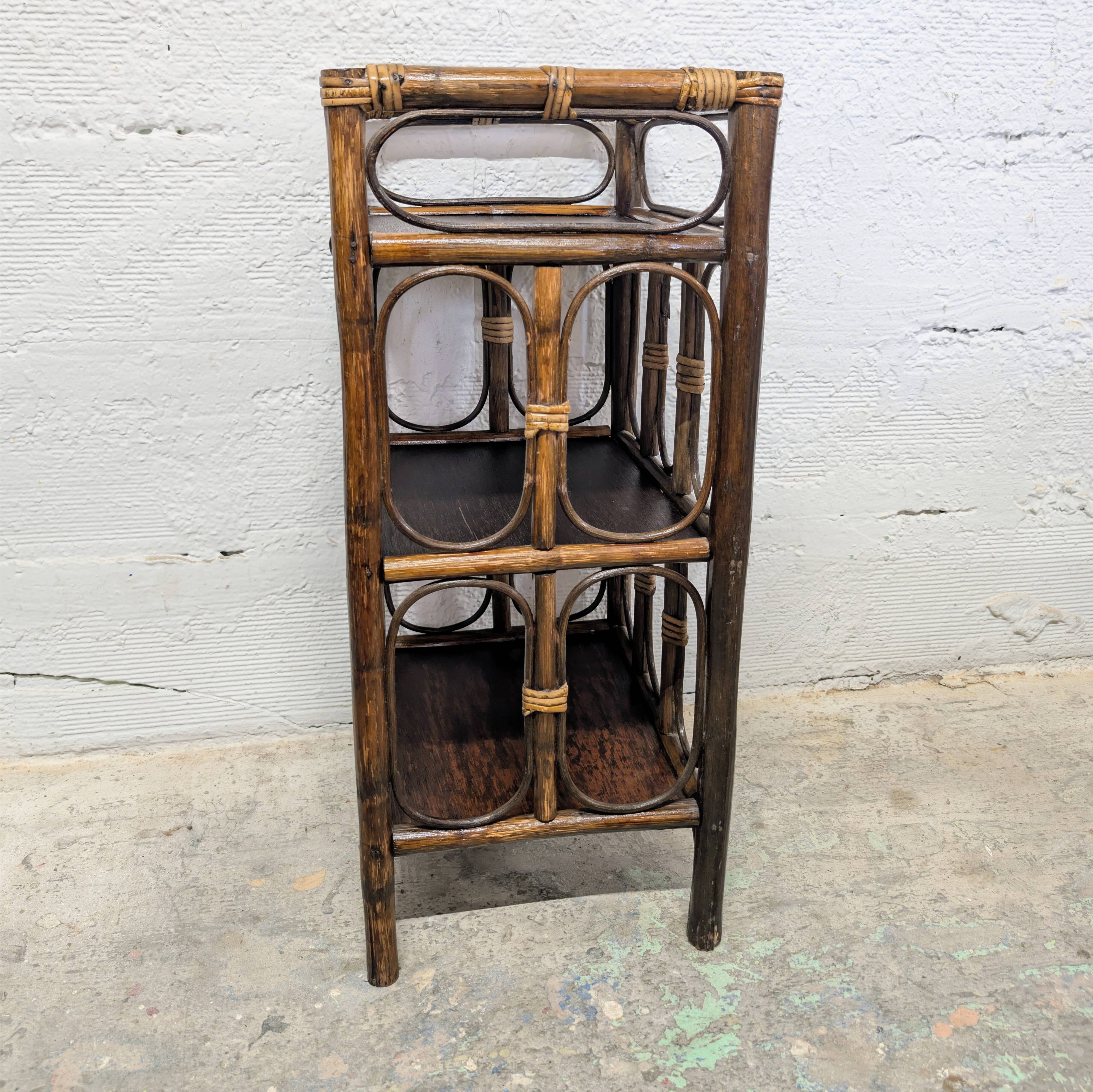 Small rattan and wood shelf