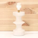 White ceramic lamp by Cari Zalloni, raffia lampshade
