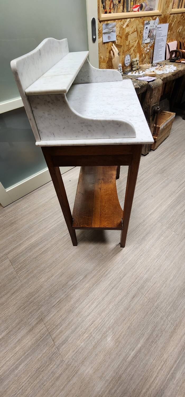 Old dressing table in wood and marble