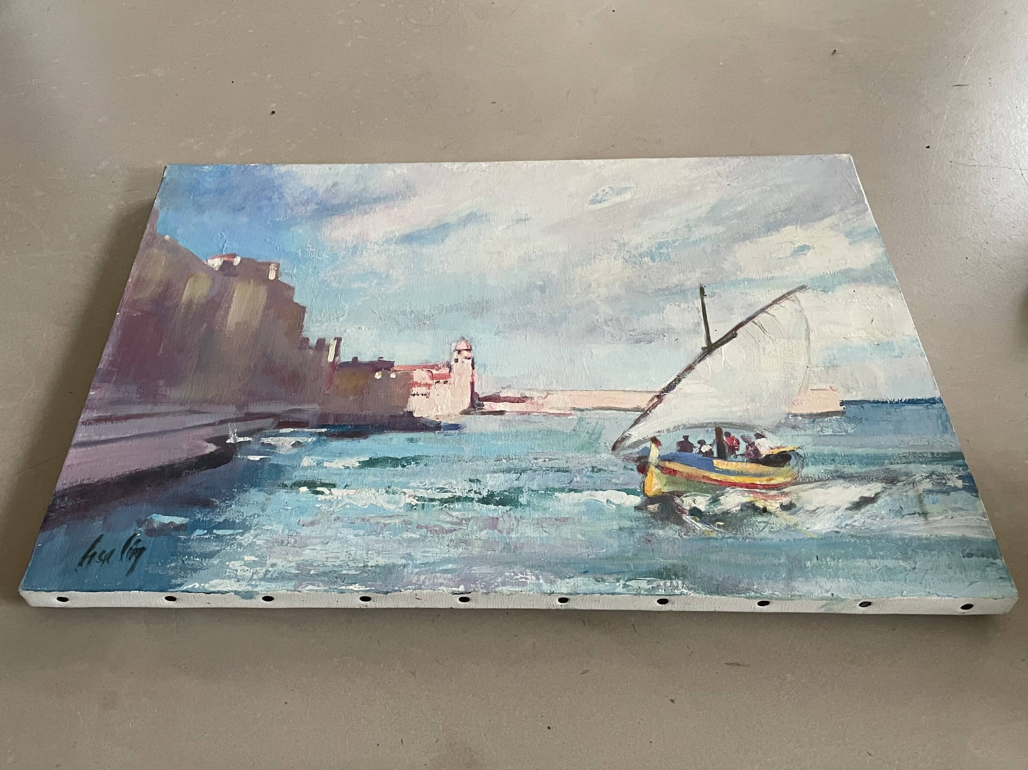 Signed seaside painting