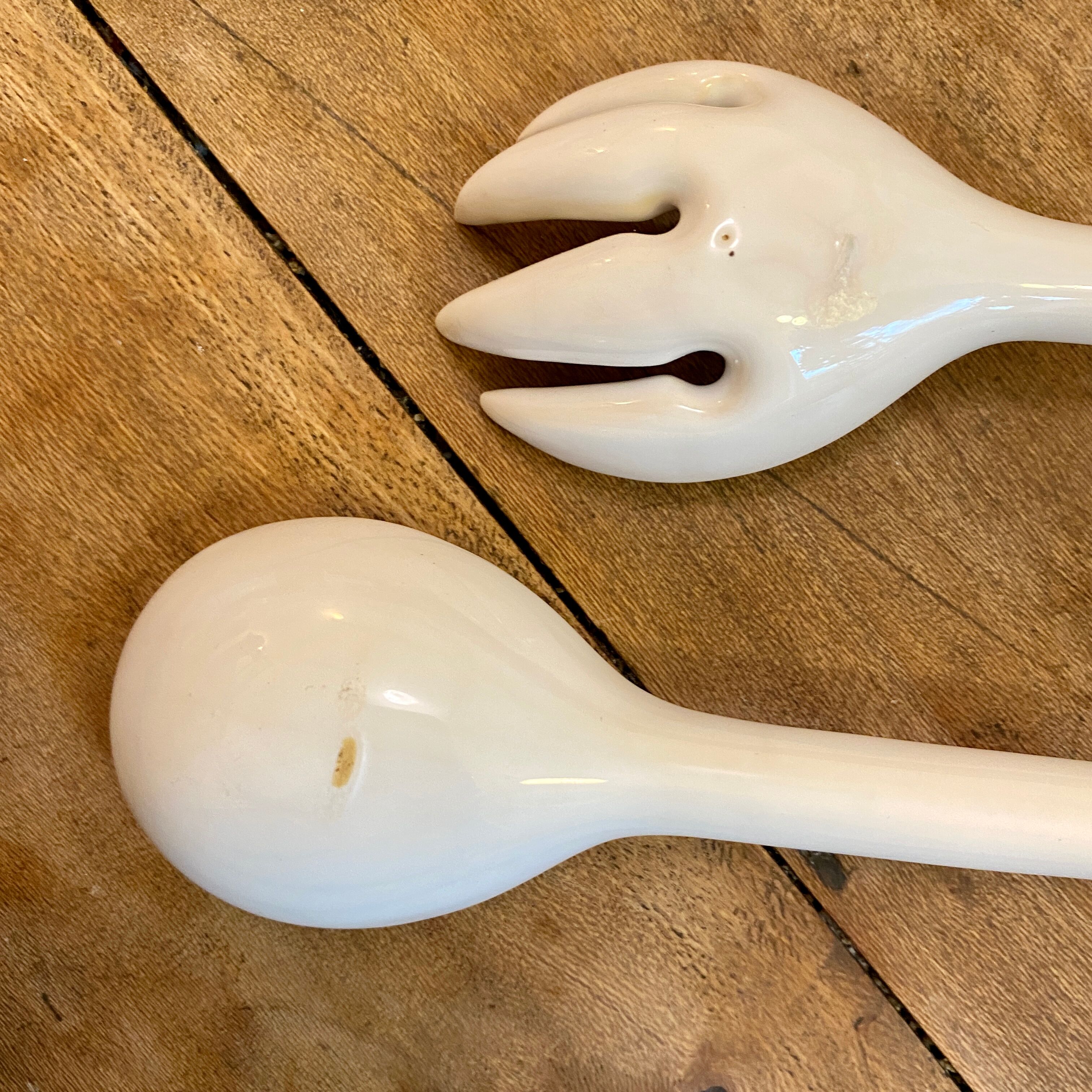 Vintage cabbage bowl and ceramic salad cutlery