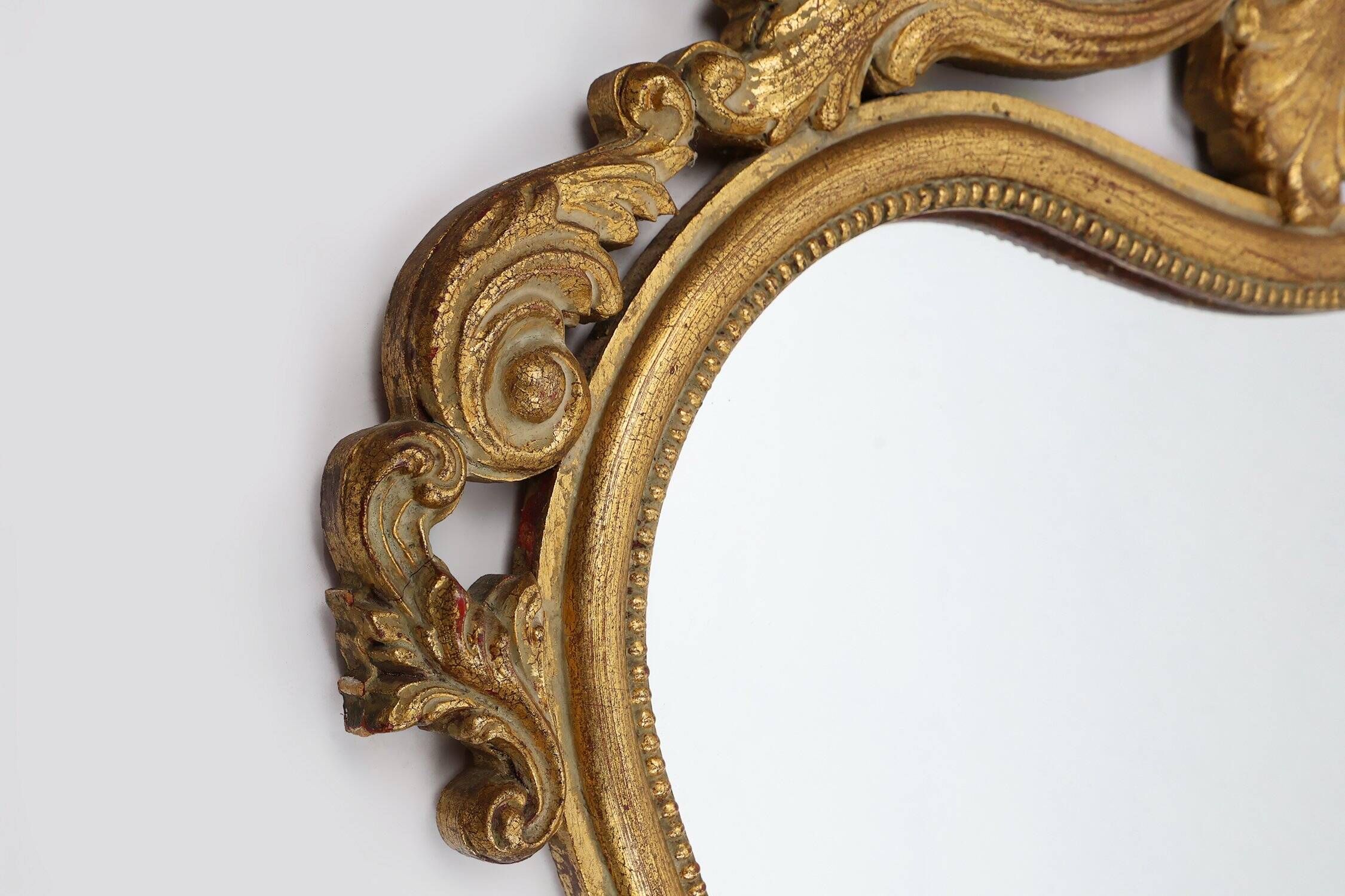20th Century Belgian Baroque Mirror in Gilded Wood, 1950s
