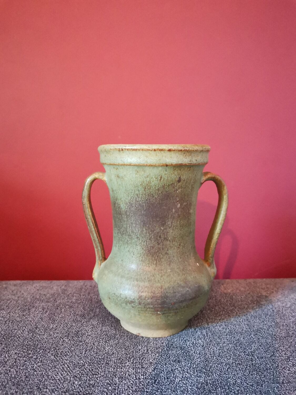 Green stoneware vase