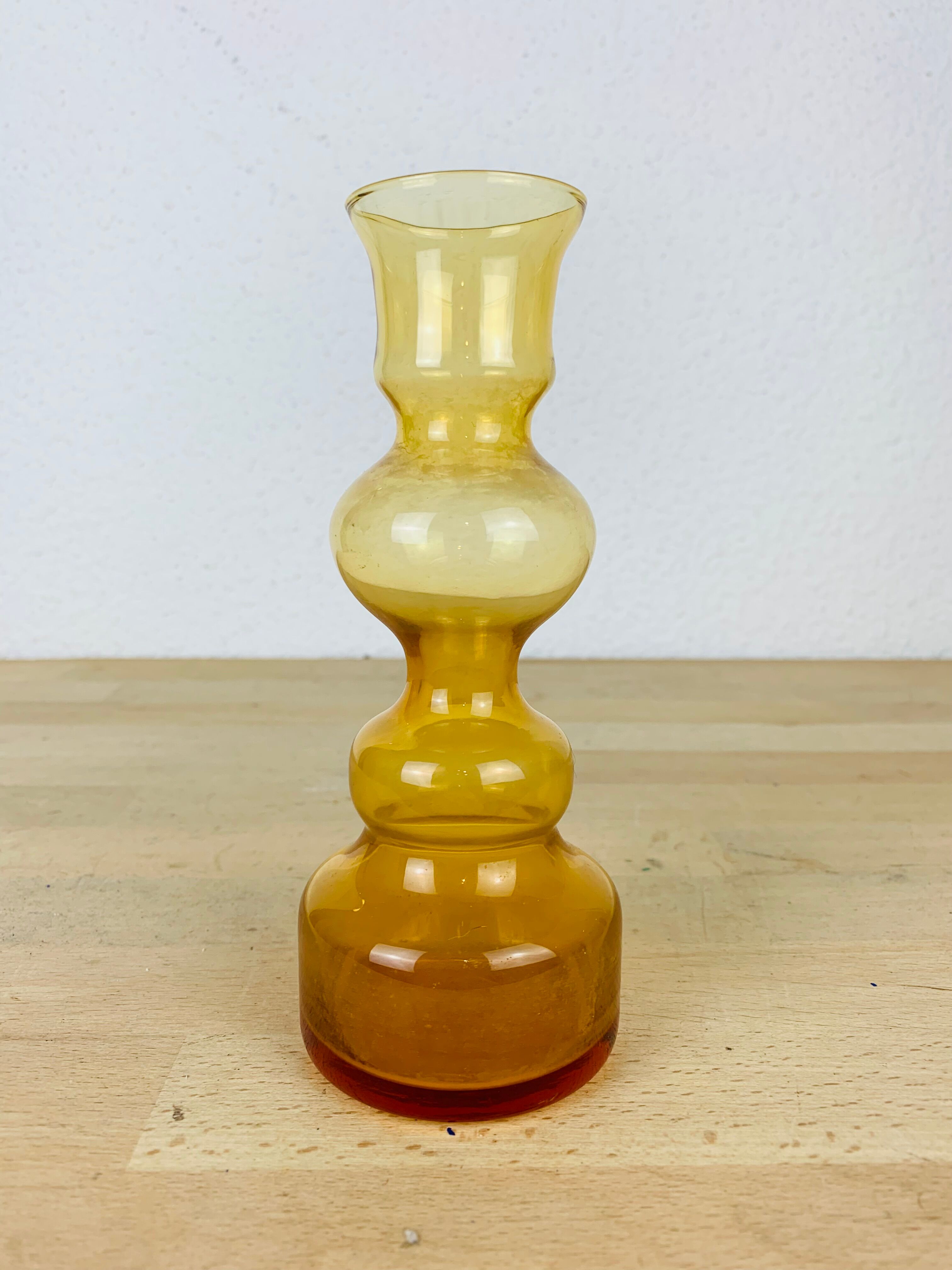 Scandinavian vase Riihimaki amber glass