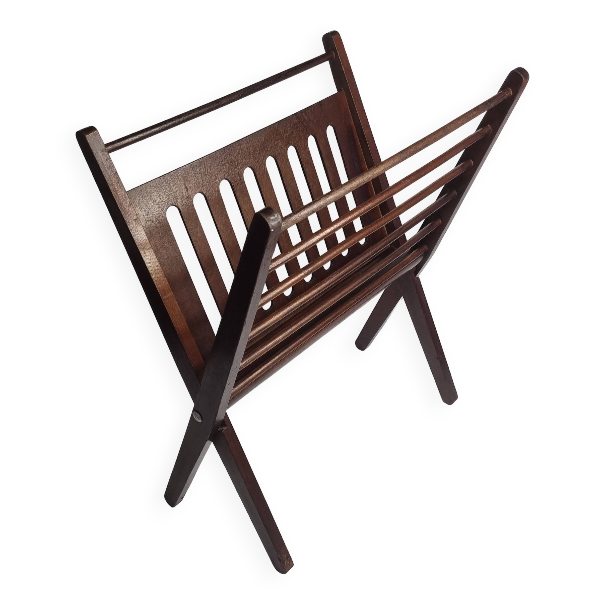 Folding teak magazine holder by Cees Braakman