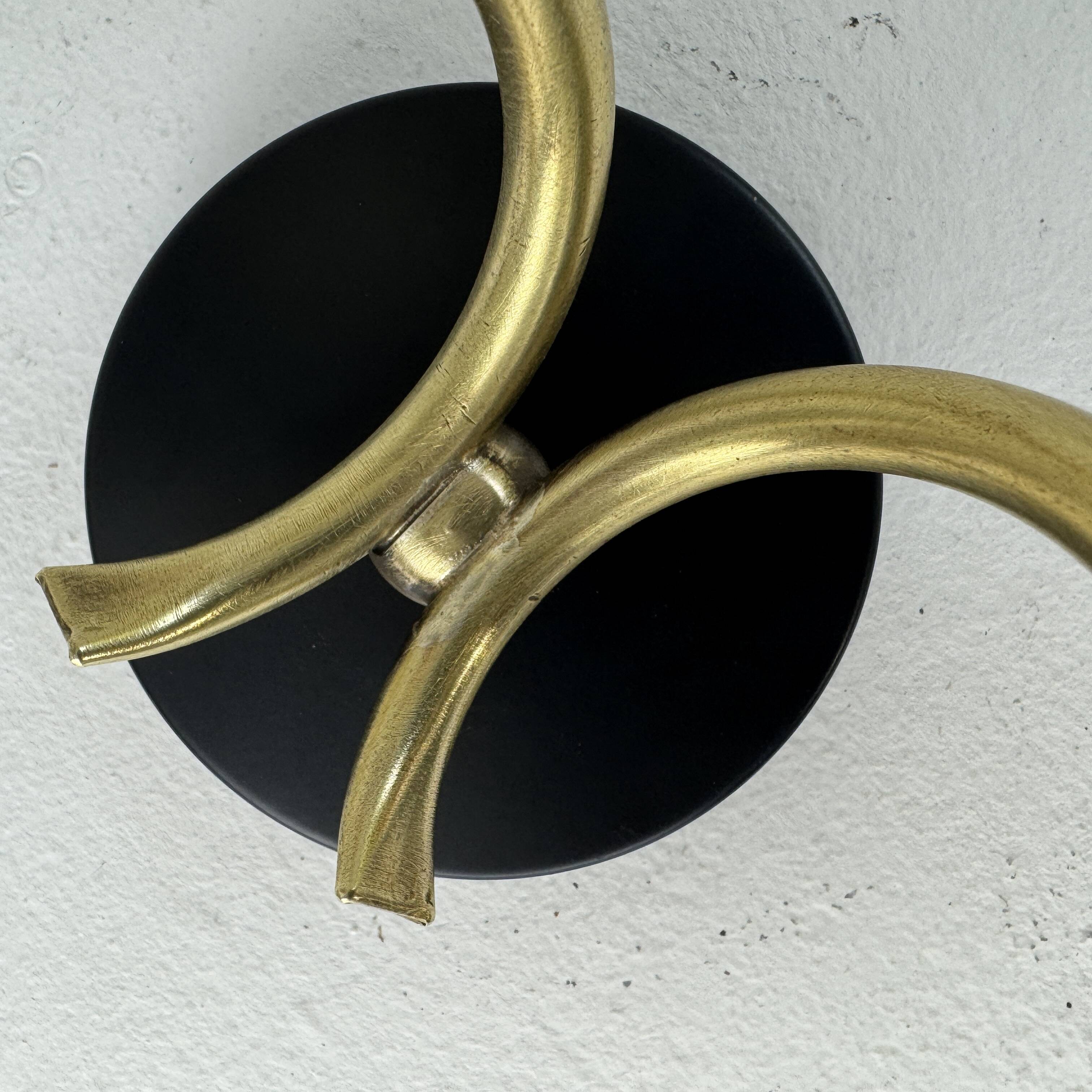Pair of vintage 1950s double wall lights in opaline.