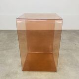 Smoked plexiglass cube side table by Michel Dumas, 1970s