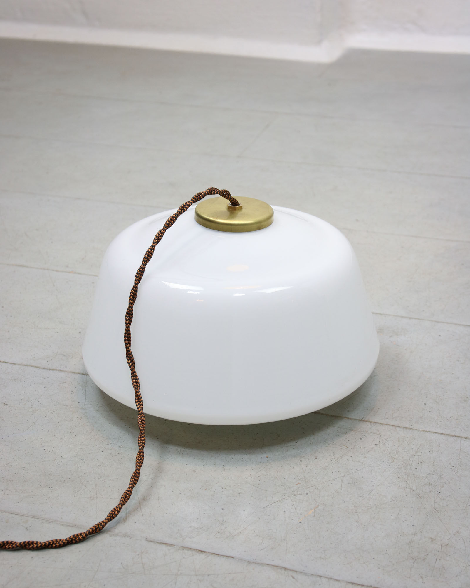 Mid-century Glass & Brass Pendant Lamp