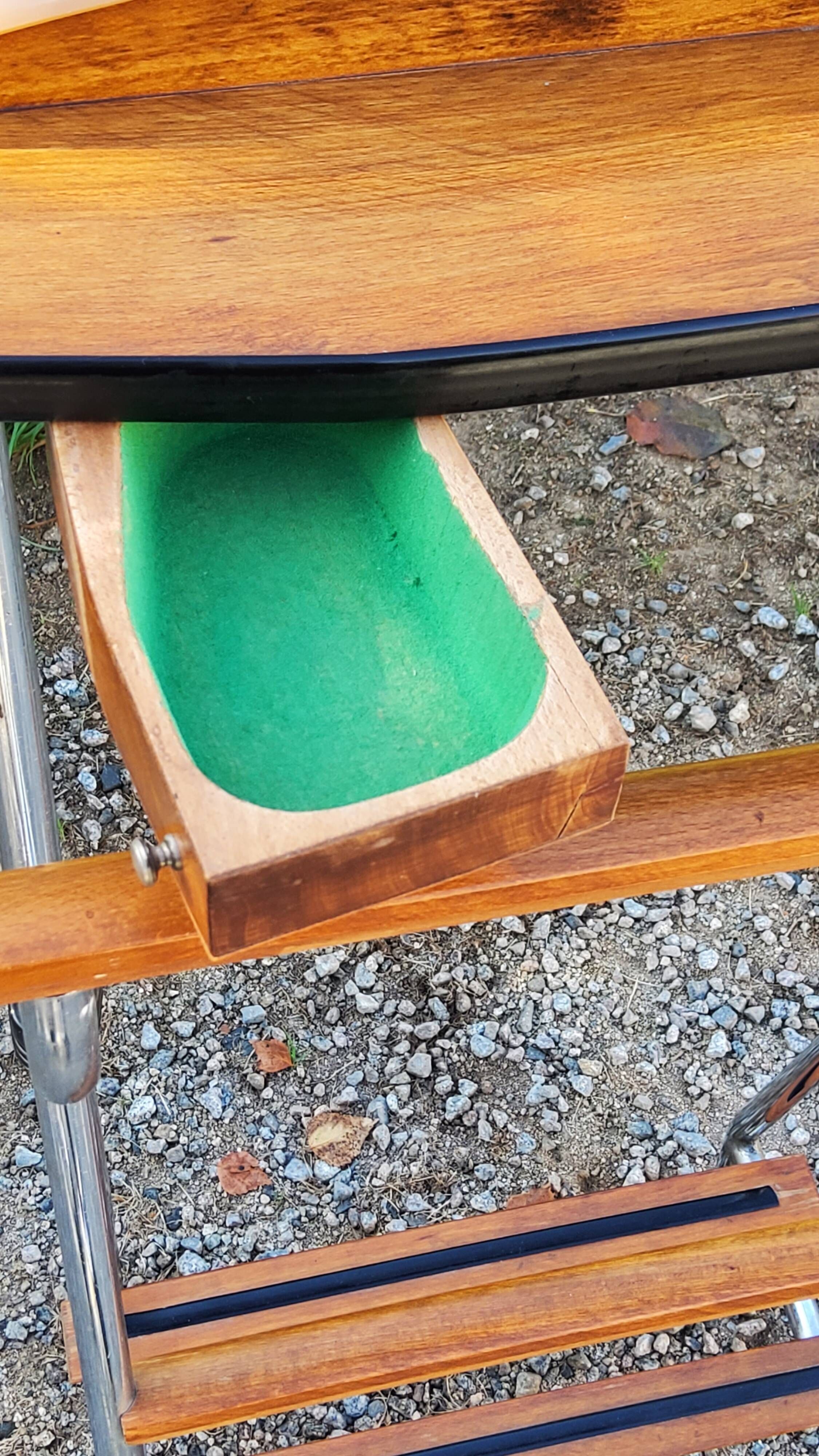 Vintage valet in wood, chrome metal and vinyl from the 60s