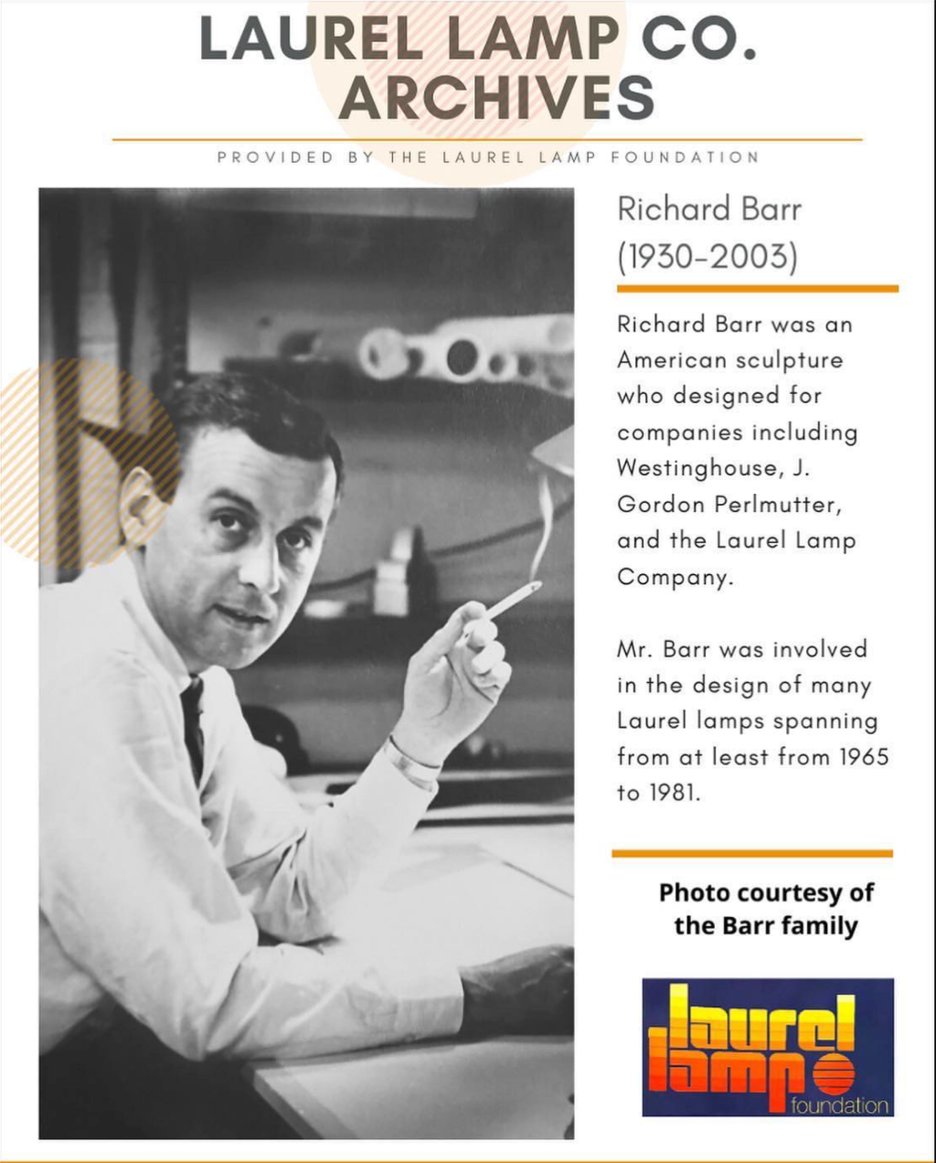 LAUREL USA - LAMP by sculptor RICHARD BARR