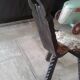 Chair / tripod stool wood and skin . Vintage 50/60