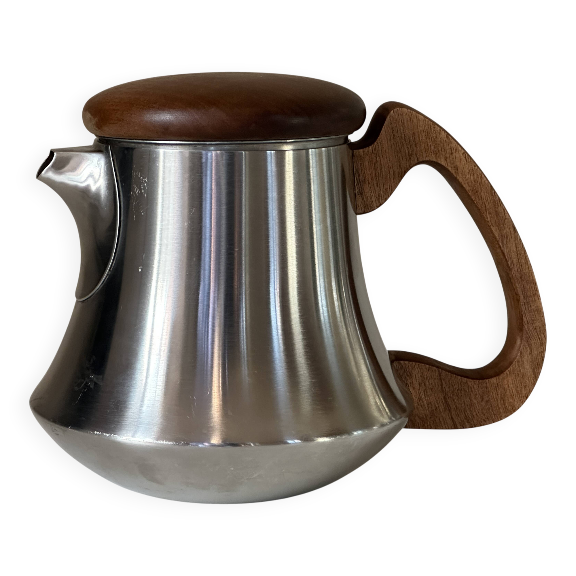 Rémy Letang stainless steel teapot, vintage design, 60s and 70s