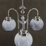 1960s Chrome Plated Chandelier with Murano Glass, Italy