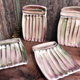 French vintage set of 1 tray and 4 plates for asparagus, by Vallauris